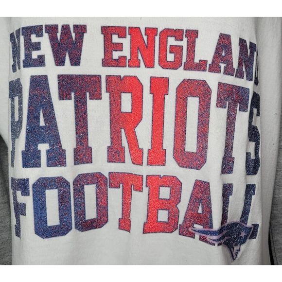 Majestic Fan Fashion New England Patriots Glitter Spellout Sweatshirt XL - Picture 4 of 6